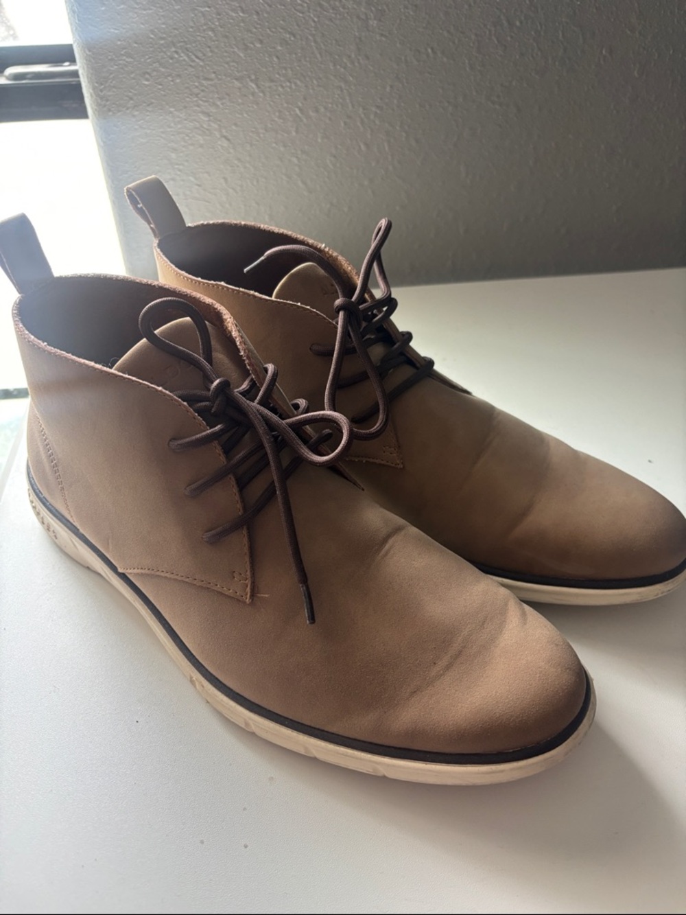 Aldo Brown Leather Chukka Boots with Dark Brown Laces